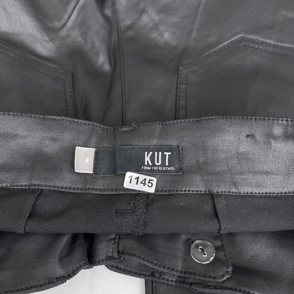 Kut From The Kloth‎ Reese Zip Ankle Straight Leg Black Waxed Coated Pants Women - Picture 7 of 12
